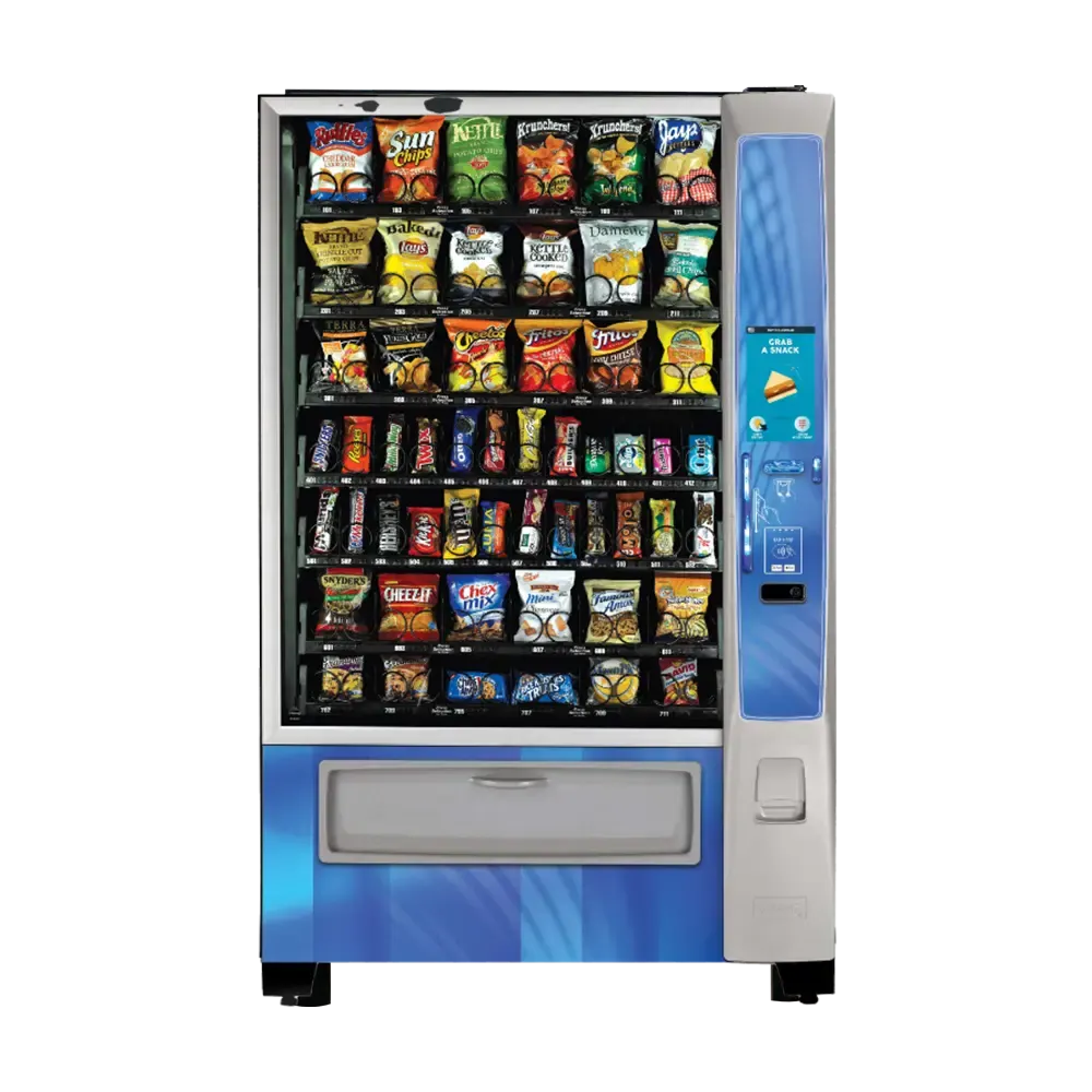 Select Choice Vending snack machine with diverse chip and candy selection for Dallas-Fort Worth Texas workplace convenience